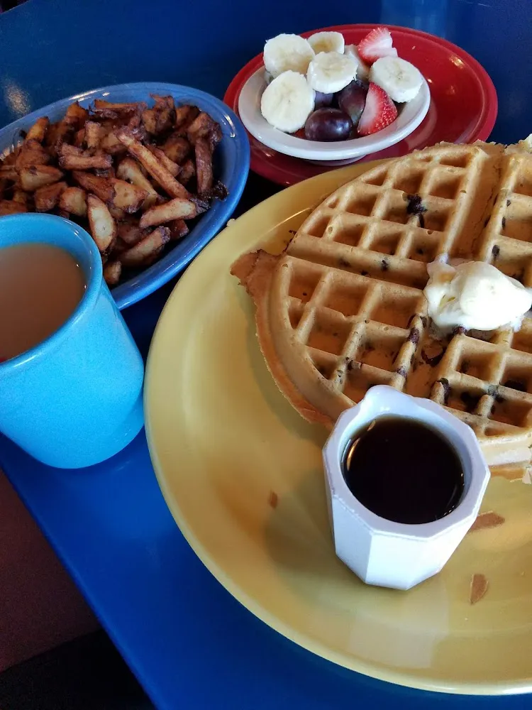 Chocolate Chip Waffle and Crispy Red Potatoes